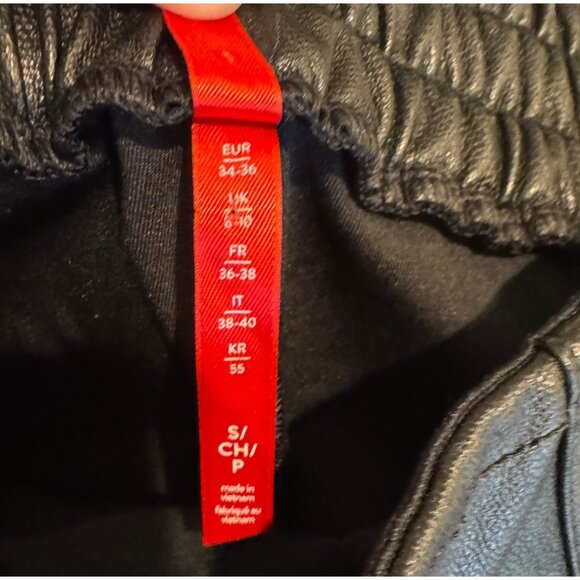 Spanx Faux Leather Joggers S Black Elastic Waist Stretch Pockets Pants - Picture 5 of 10